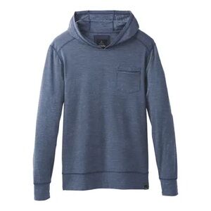 Prana Men's Pacer Long Sleeve Hooded Pullover in Equinox Blue | Medium